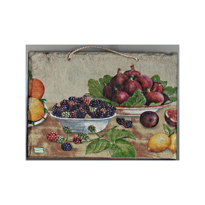Plaque déco ardoise Fruits serviettage