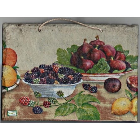 Plaque déco ardoise Fruits serviettage