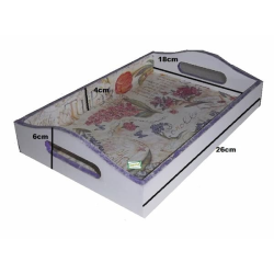 plateau bois Fleurs serviettage