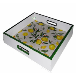 GRAND plateau bois Citrons serviettage