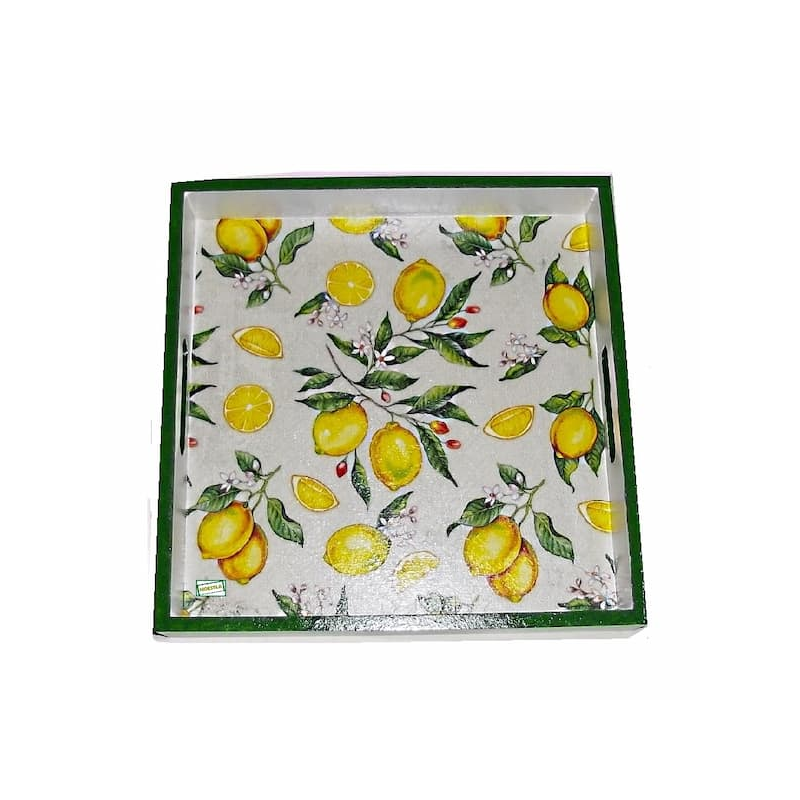 GRAND plateau bois Citrons serviettage