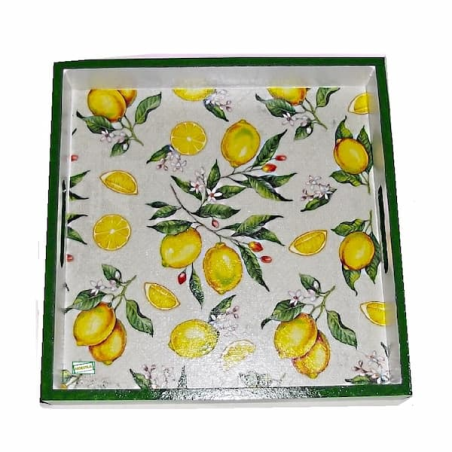 GRAND plateau bois Citrons serviettage