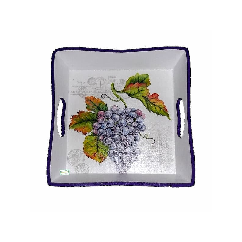 plateau bois Le Raisin serviettage