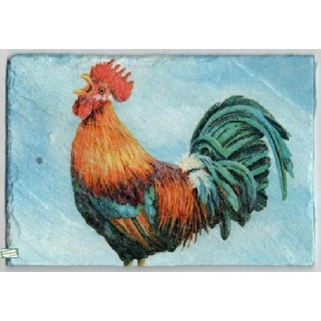 plaque déco ardoise Le Coq serviettage