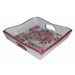 plateau bois Roses serviettage