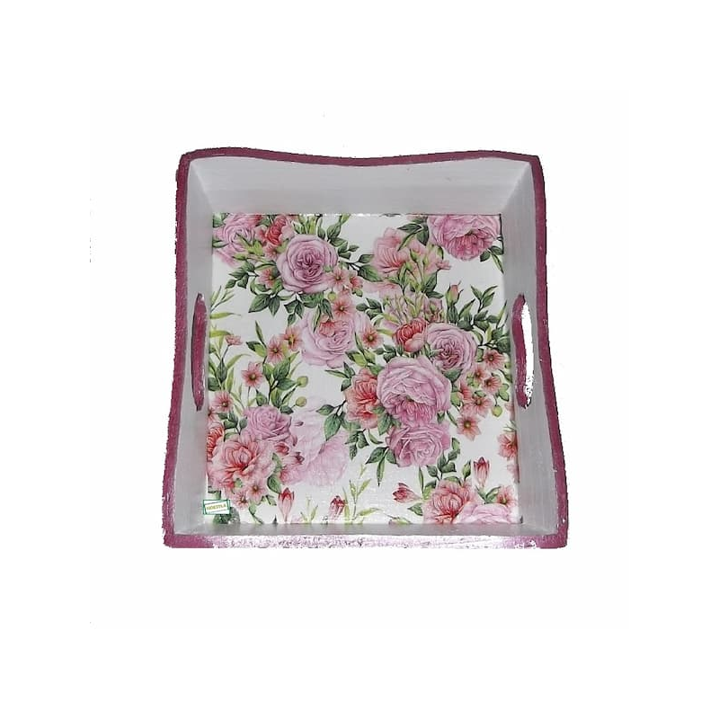 plateau bois Roses serviettage