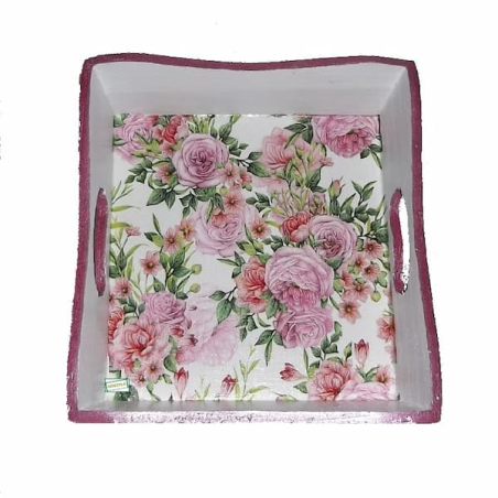 plateau bois Roses serviettage