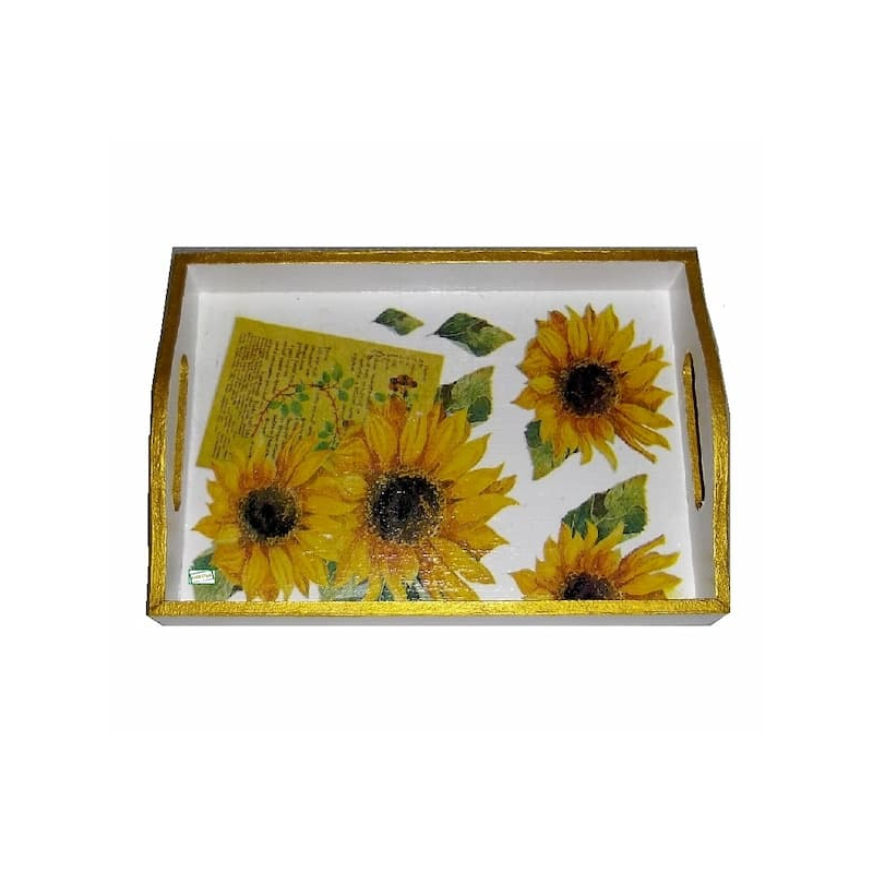 plateau bois Tournesols serviettage