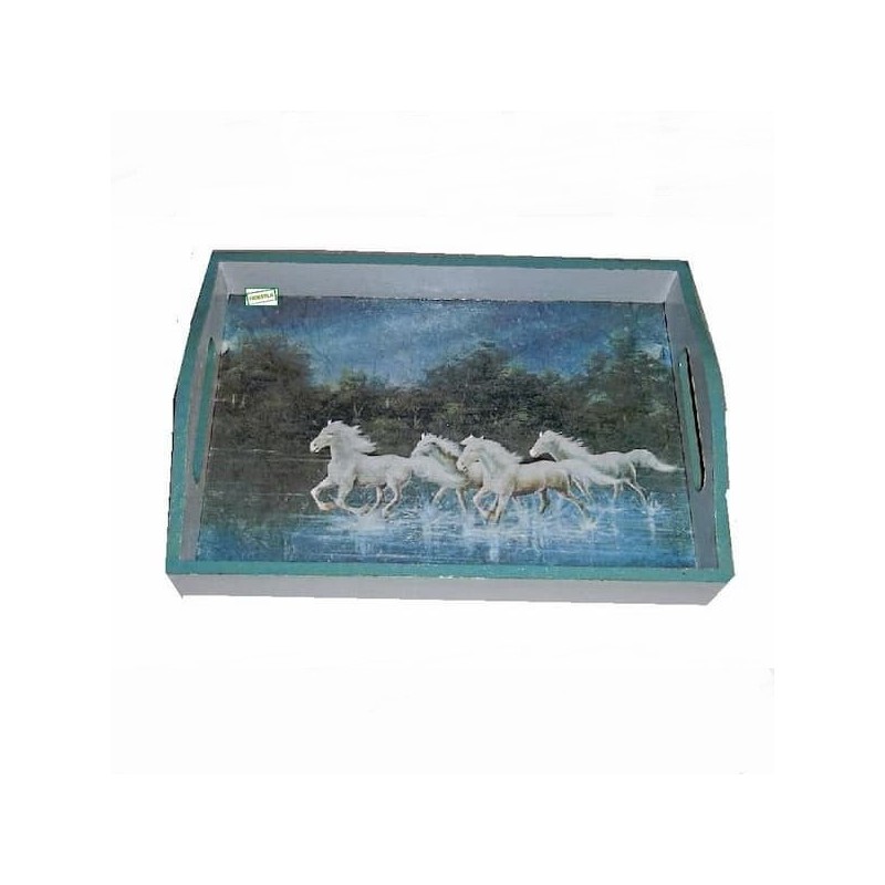 plateau bois Chevaux serviettage