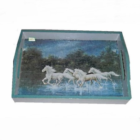 plateau bois Chevaux serviettage