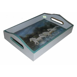 plateau bois Chevaux serviettage