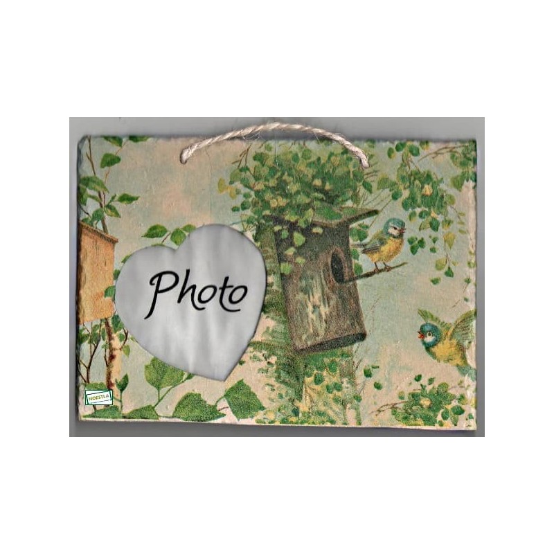 plaque photo ardoise Oiseaux serviettage