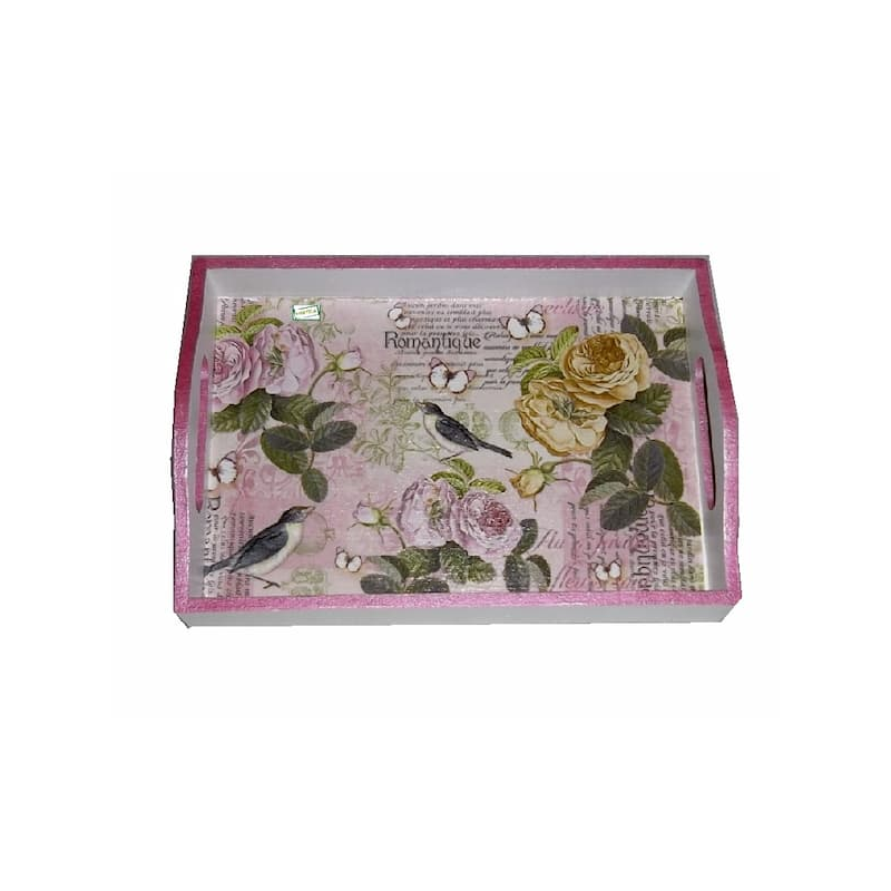 plateau bois Les Roses serviettage