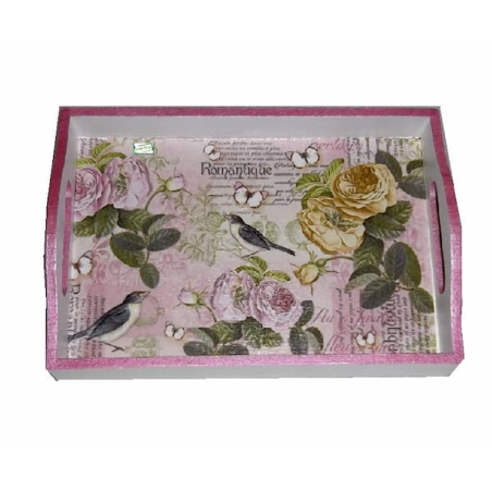 plateau bois Les Roses serviettage