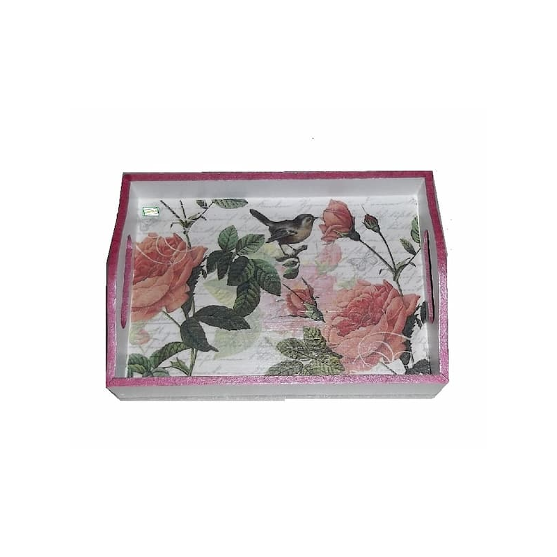 plateau bois Les Roses serviettage