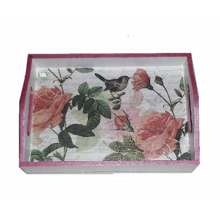 plateau bois Les Roses serviettage