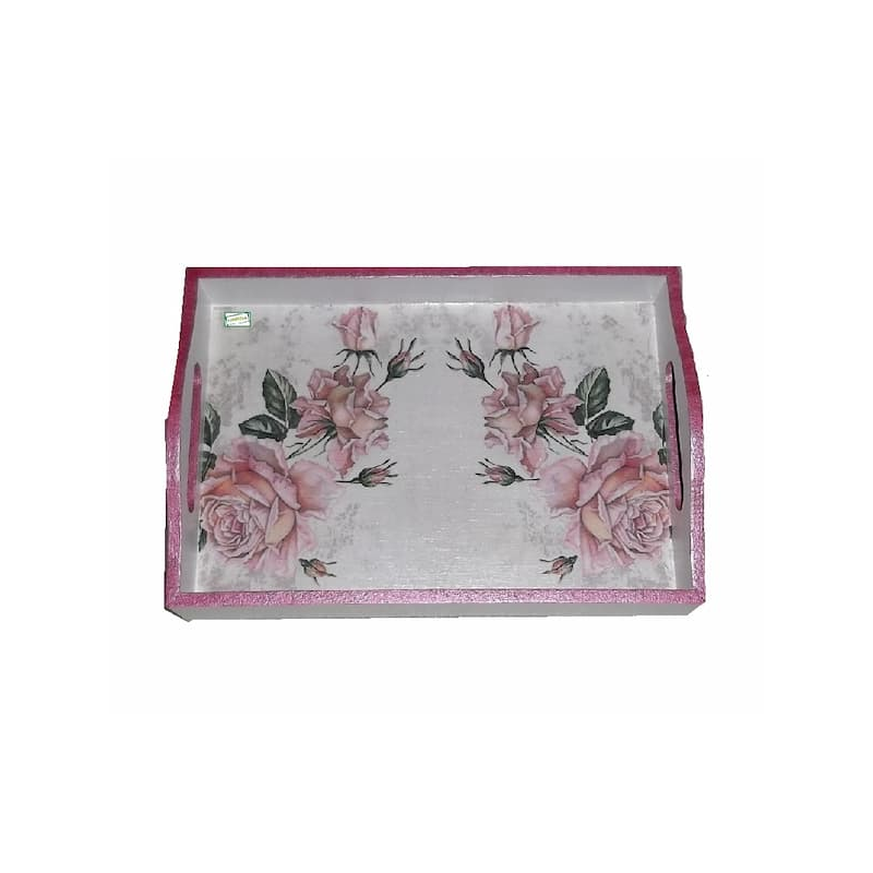 plateau bois Les Roses serviettage