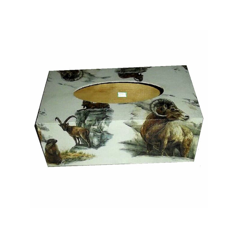 Boite mouchoirs bois Animaux serviettage