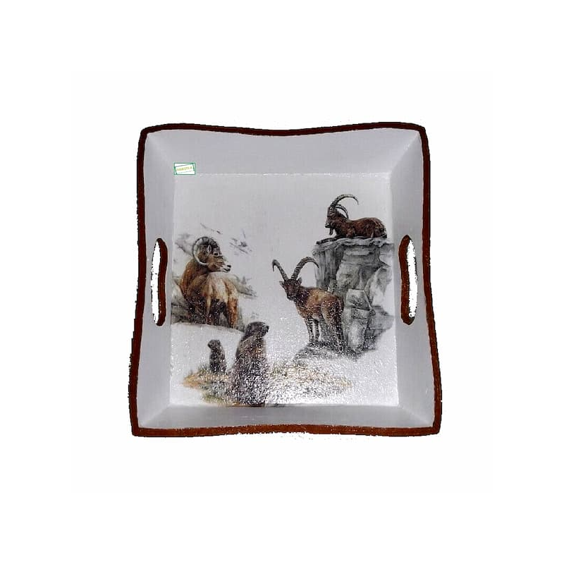 plateau bois Animaux serviettage