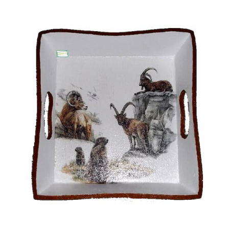 plateau bois Animaux serviettage