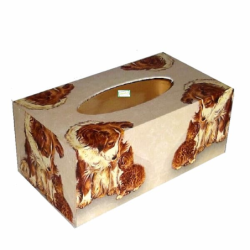 Boite mouchoirs bois Chat Chien serviettage