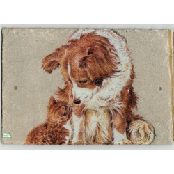 plaque déco ardoise Chat et Chien serviettage