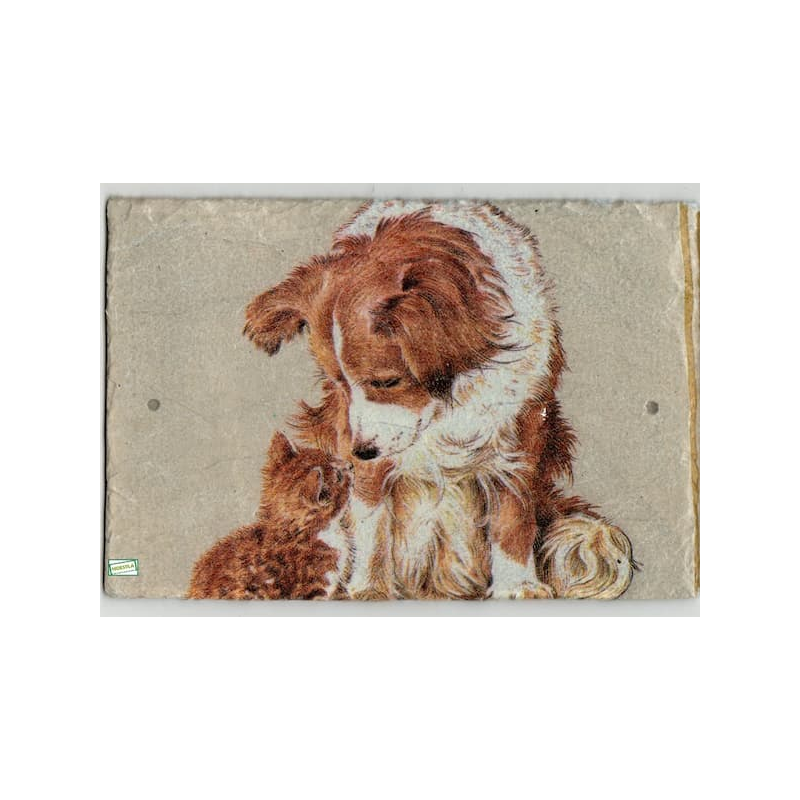 plaque déco ardoise Chat et Chien serviettage