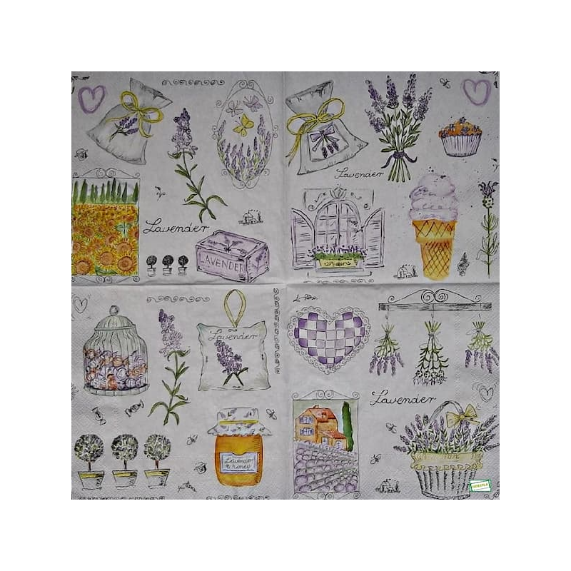 1 serviette papier Lavande -3