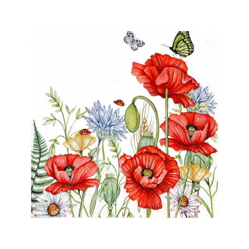 1 serviette Coquelicots -90