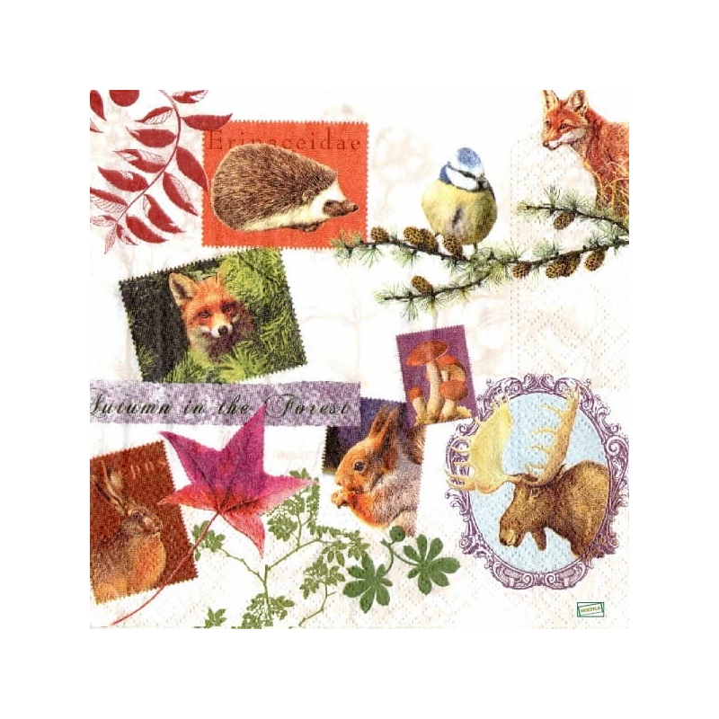 1 serviette Animaux bois -12
