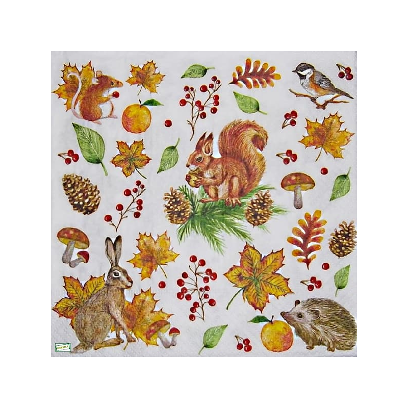 1 serviette Animaux bois -55