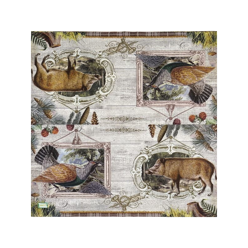 1 serviette Animaux bois -69