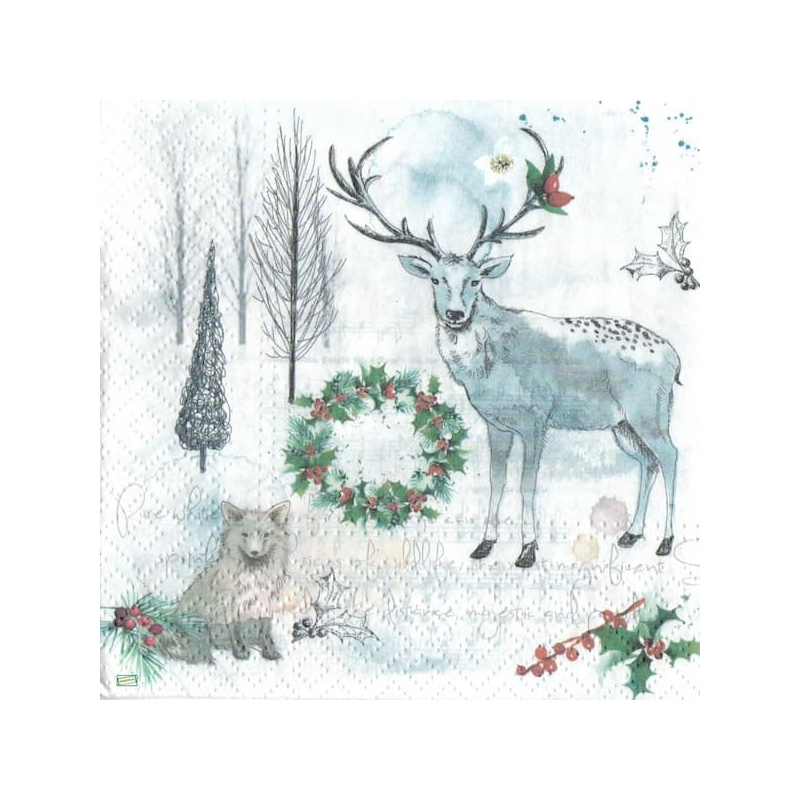 1 serviette Animaux bois -76