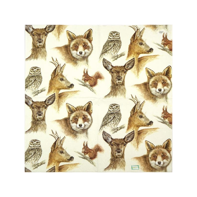 1 serviette Animaux bois -81