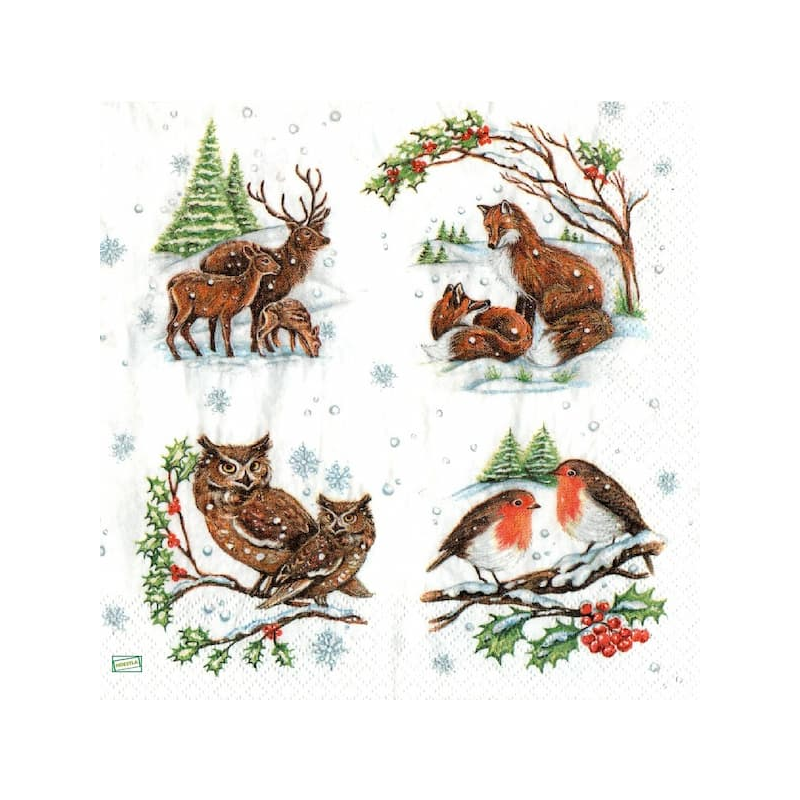 1 serviette Animaux bois -83