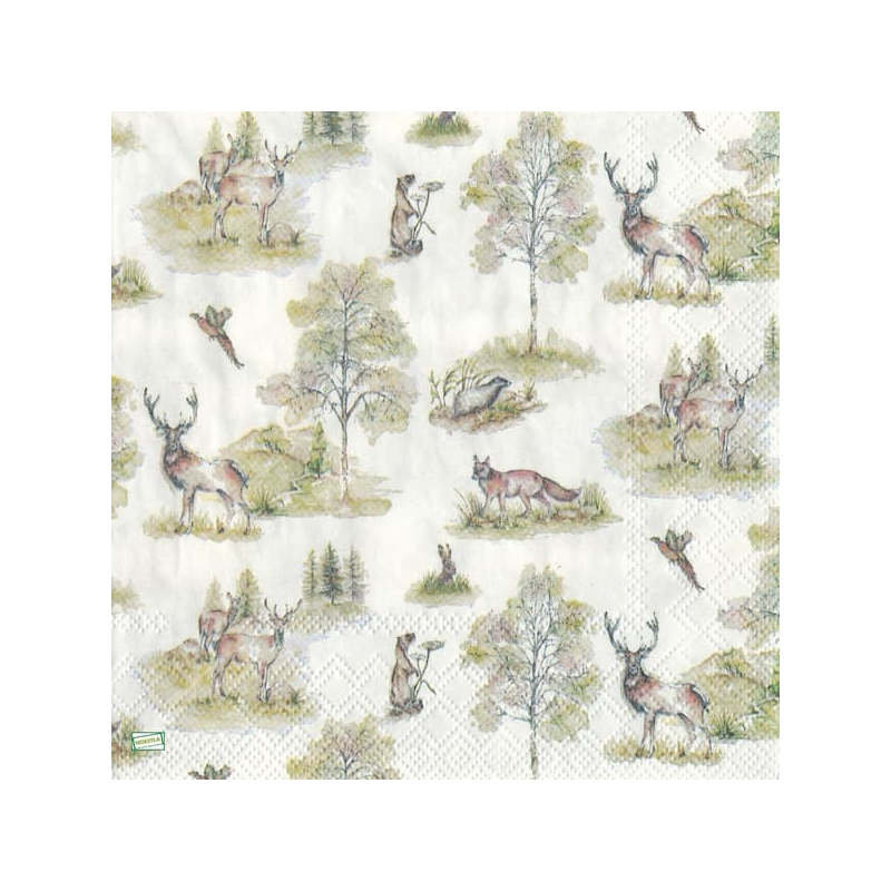 1 serviette Animaux bois -104