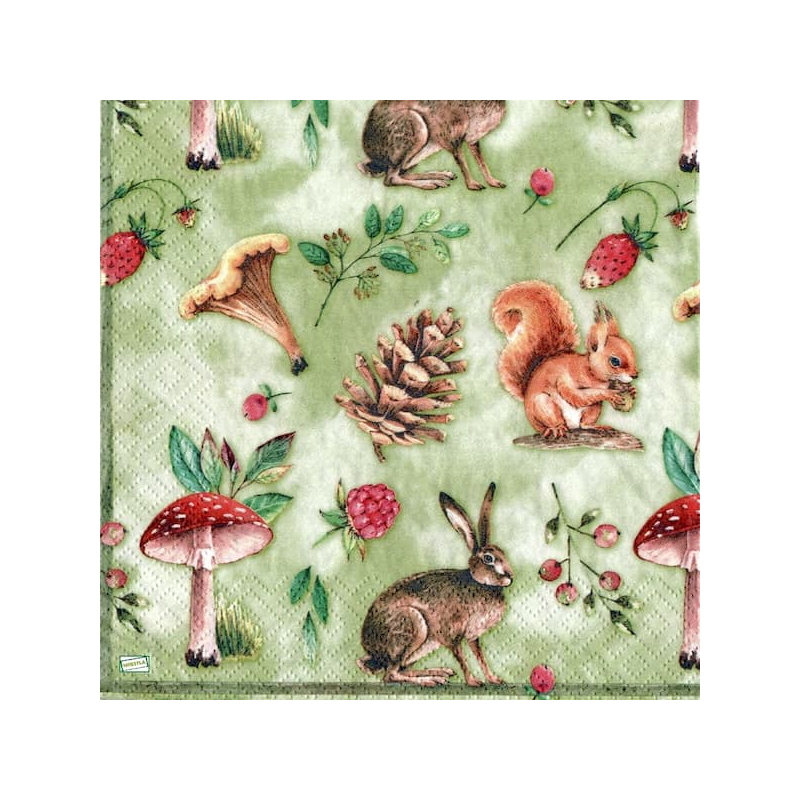 1 serviette Animaux bois -131