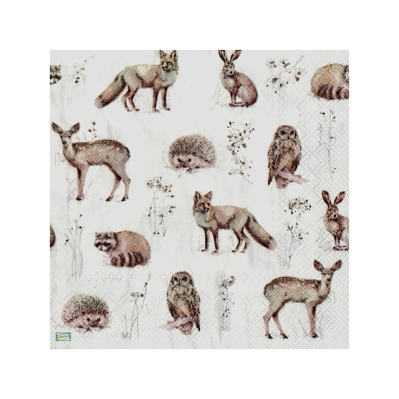 1 serviette Animaux bois -134