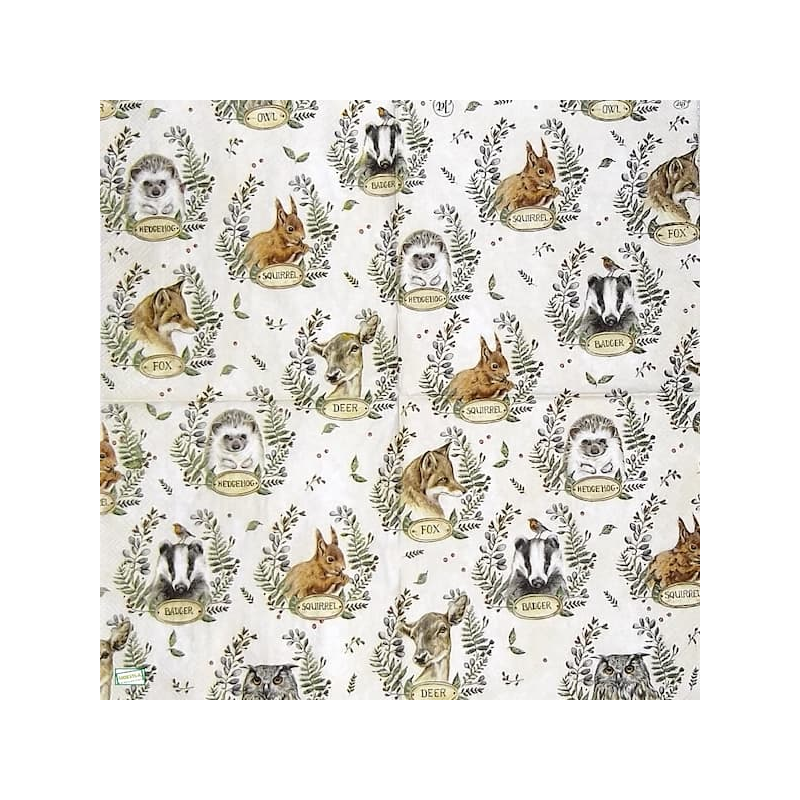 1 serviette Animaux bois -138