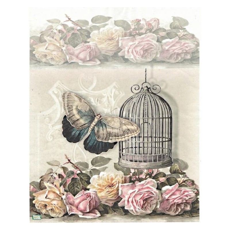 1papier riz Les Roses -R759