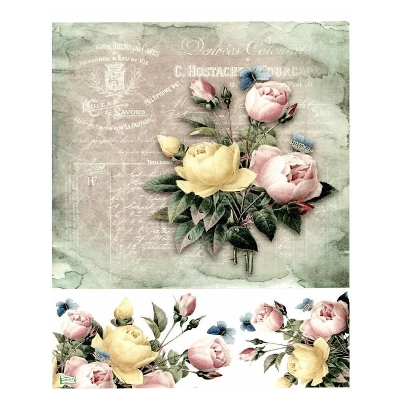 1papier riz Les Roses-R991