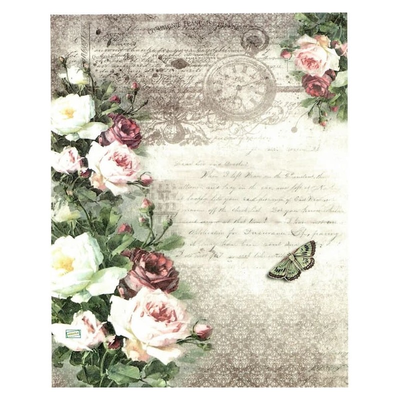 1papier riz Les Roses-R1159