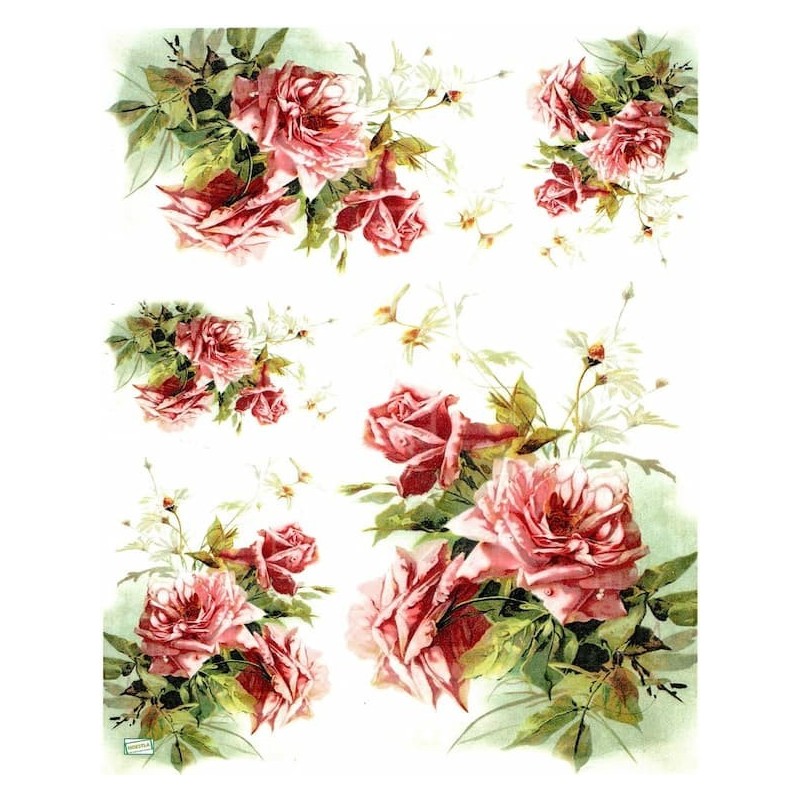 1papier riz Les Roses -R1207