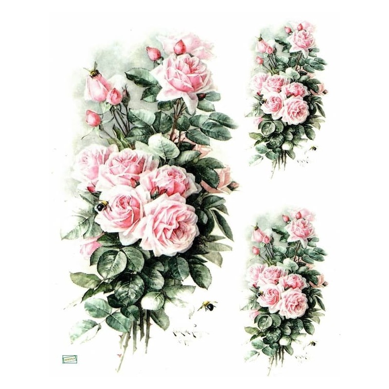 1papier riz Les Roses -R1209