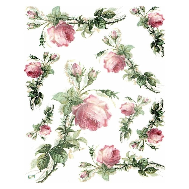1papier riz Les Roses -R1405