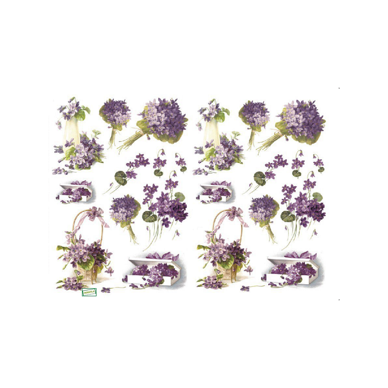 papier découpage Violettes-D346