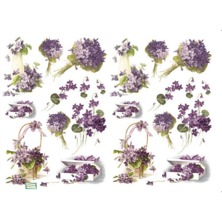 papier découpage Violettes-D346