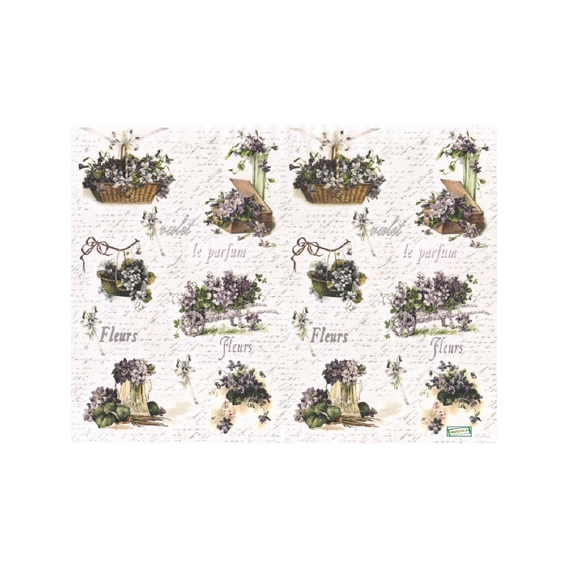 papier découpage Violettes-D411
