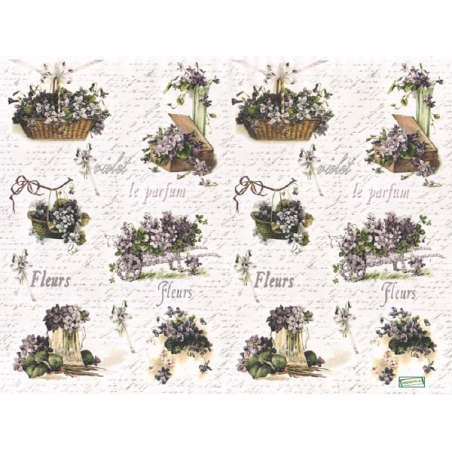 papier découpage Violettes-D411