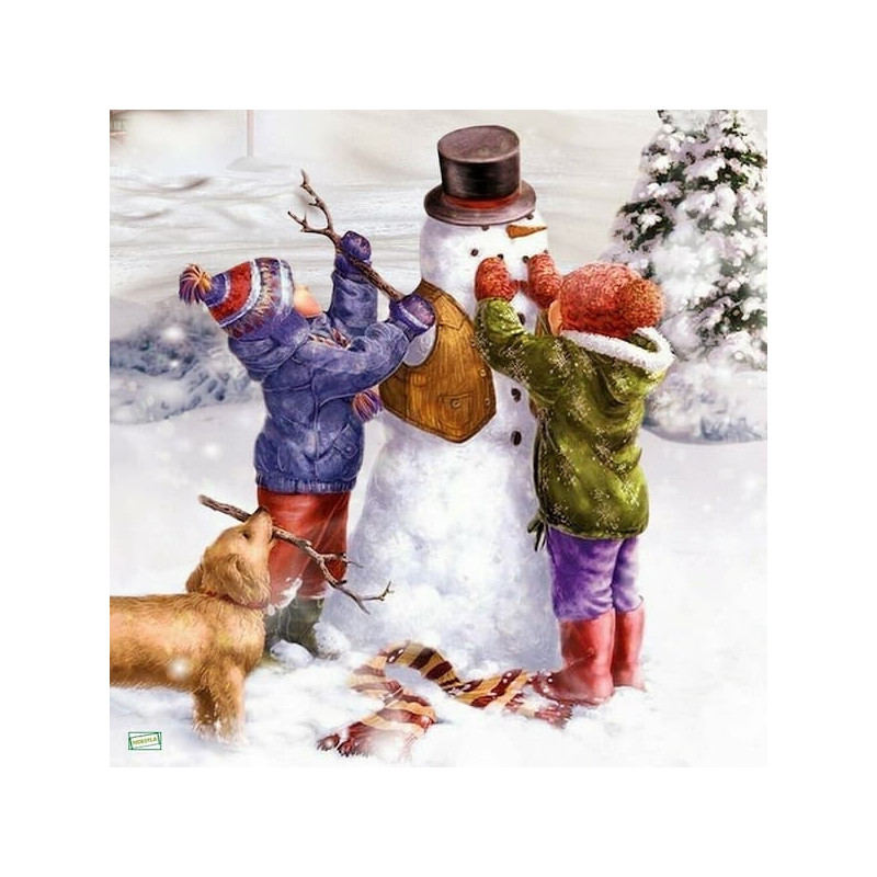 1serviette Bonhomme de Neige-8